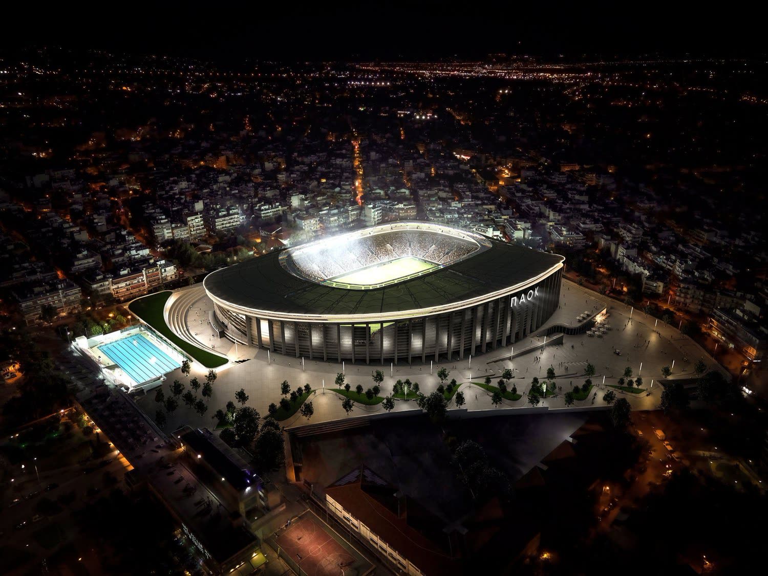 PAOK stadium at night